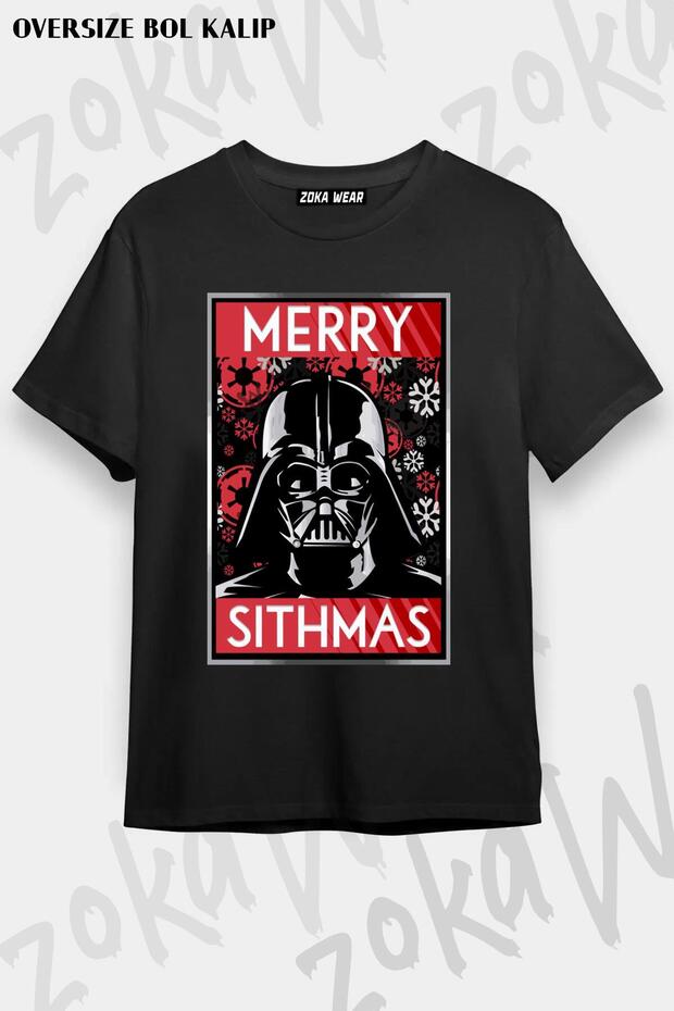 تي شيرت مطبوع بتصميم Darth Vader Sithmas مقاس كبير للجنسين