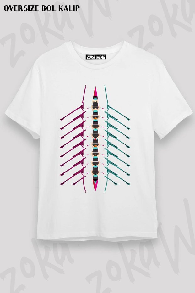 Unisex Oversize Fit Paddle Rowing Sport Design Printed Tshirt