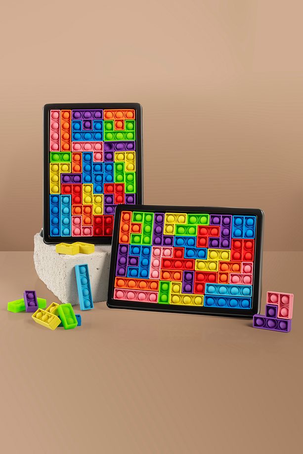 Popitli Puzzle Tetris Oyuncak 3d Tetris Ve Tasarım 26 Parça Yapı Taşları Duyusal Eğitici Oyuncak - 5