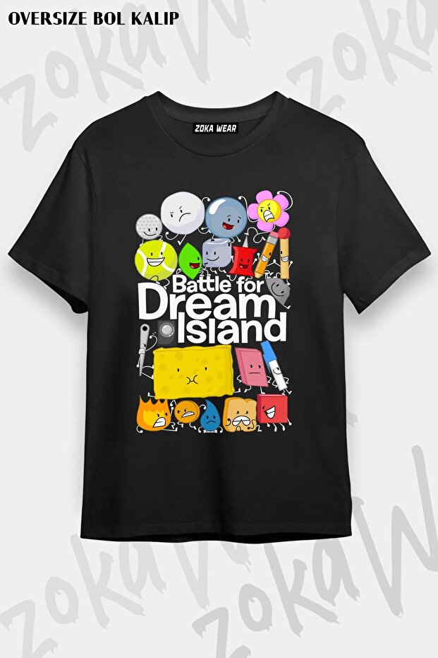 تي شيرت مطبوع بتصميم ملصق BFDI مقاس كبير للجنسين