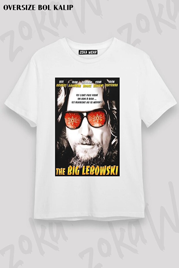 تيشيرت مطبوع بتصميم Lebowski3 كبير الحجم للجنسين