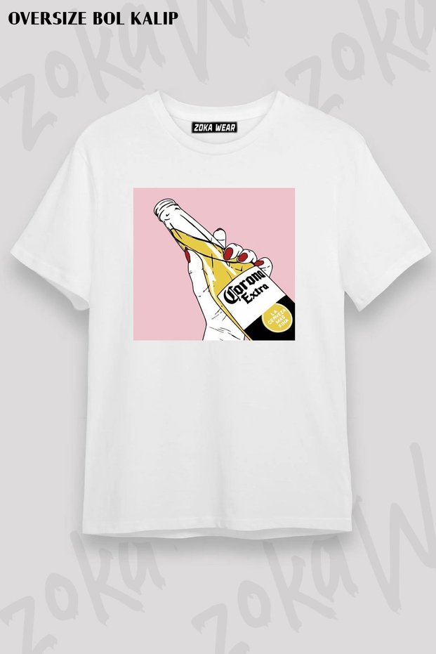 Unisex Oversize Fit Will You Drink Corona Design Printed Tshirt