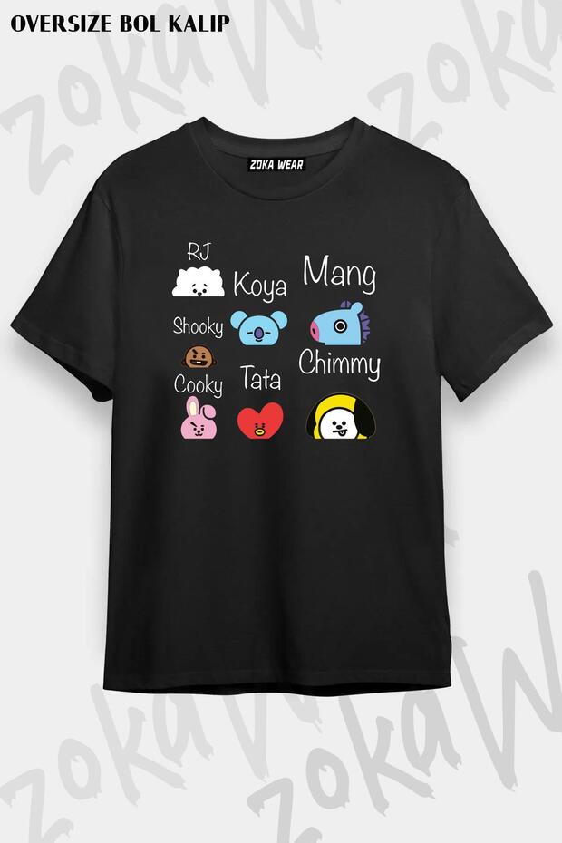 Unisex Oversize Fit Bts Bt21 Design Printed Tshirt
