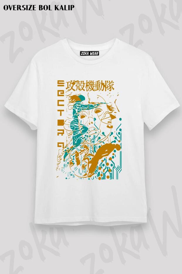 Unisex Oversize Mold Ghost in the Shell Retro Design Printed Tshirt