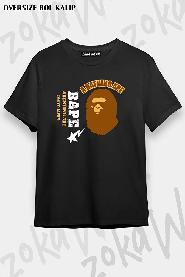 تيشيرت مطبوع بتصميم Bape Star King مقاس كبير للجنسين