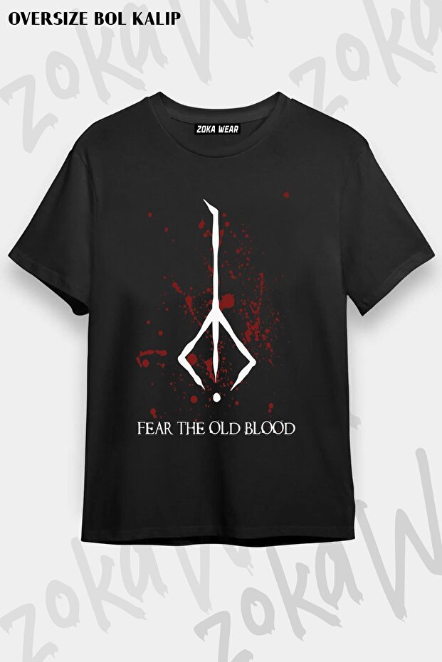 Unisex Oversize T-Shirt with Hunter Symbol, Bloodborne Design Printed Tshirt