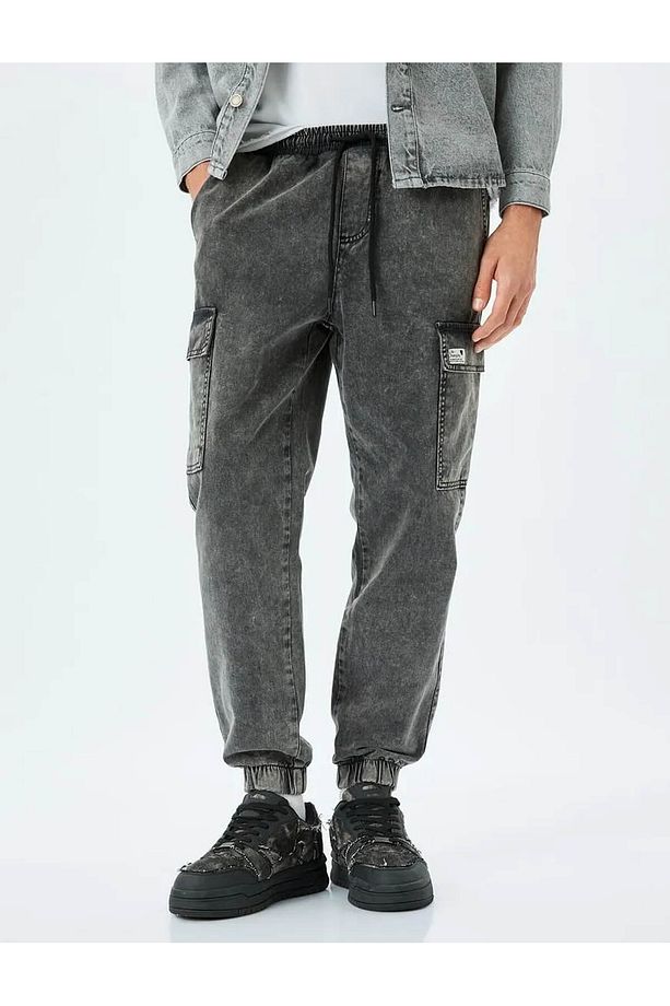 Oversize Kargo Cep Detaylı Pamuklu Jogger Kot Pantolon - 3
