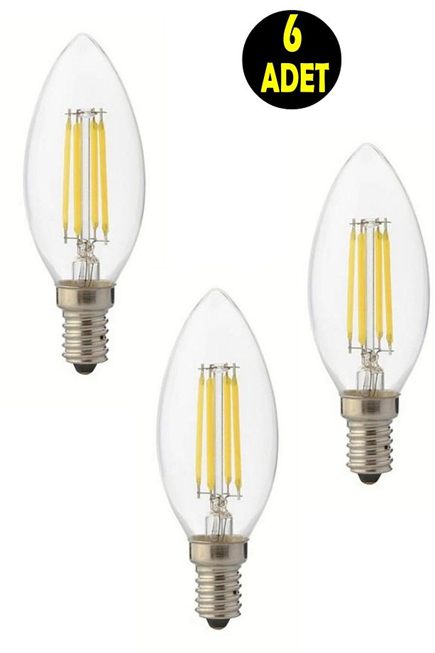 Mum Tip Ince Duy 4 W E14 Sarı Işık Buji Ampul Tip Flament Led Ampul Avize Lambası - 1
