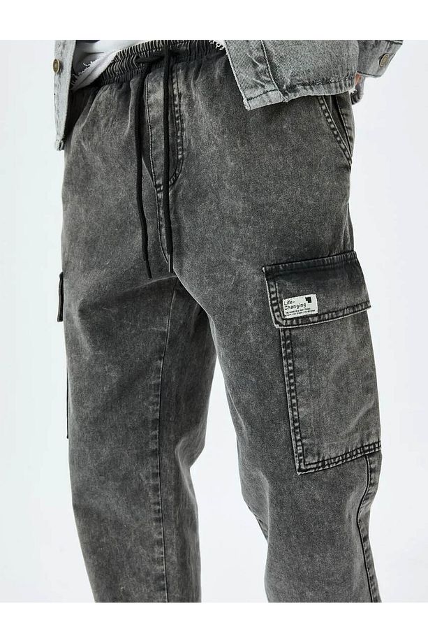 Oversize Kargo Cep Detaylı Pamuklu Jogger Kot Pantolon - 5