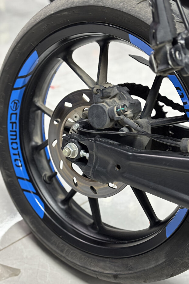 Cf Moto All Models Compatible Light Blue Rim Strip Sticker Sticker (8 Pieces)