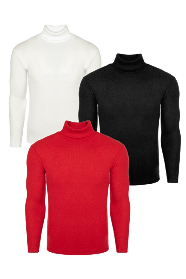 3 Pack Men's Turtleneck Fishing Knitwear Sweater