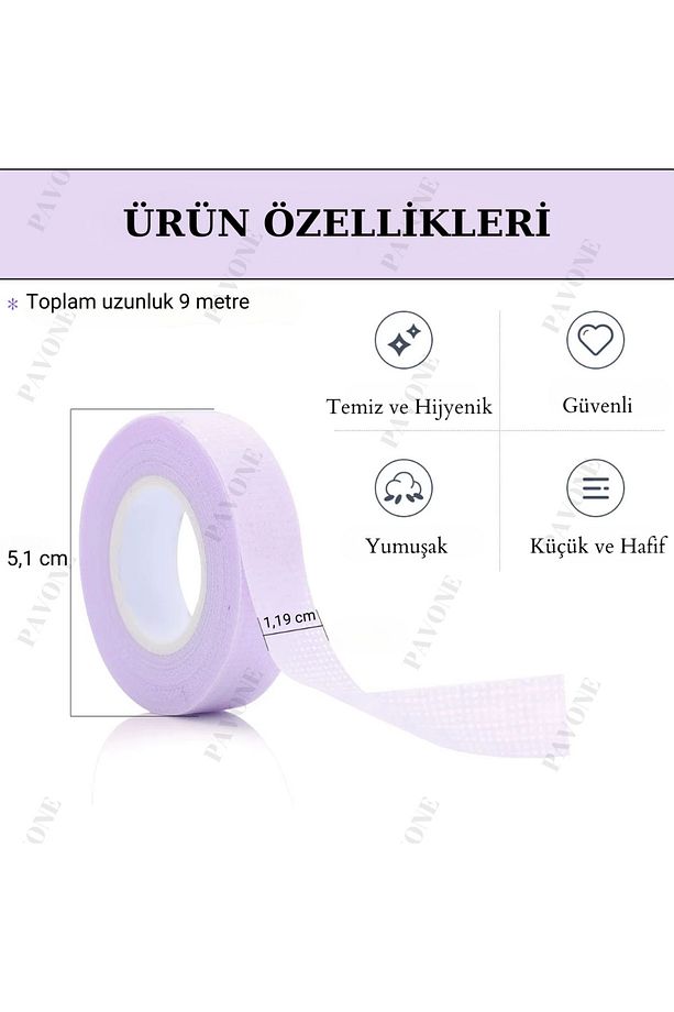 İPEK KİRPİK BANDI - HAVA ALABİLİR 9 METRE MOR RENK KİRPİK BANT - - 4