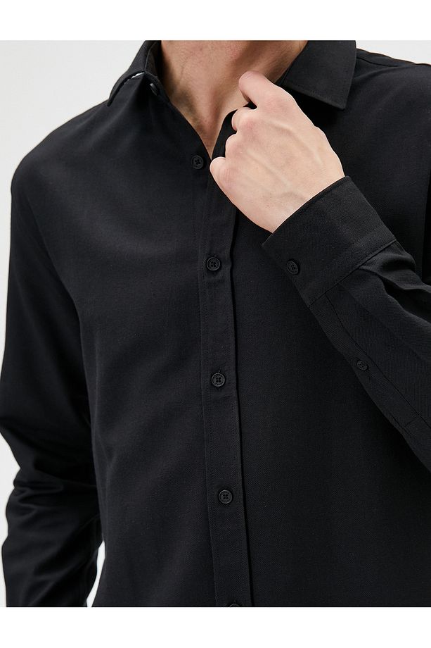 Klasik Gömlek Basic Düğmeli Uzun Kollu Regular Fit - 5