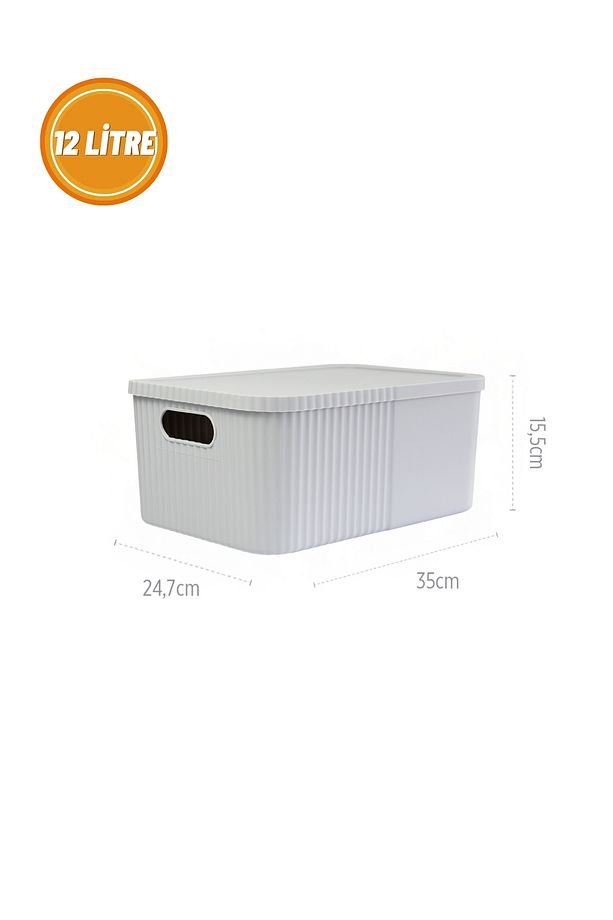 12 Litre Kapaklı Büyük Saklama ve Düzenleme Kutusu - 2