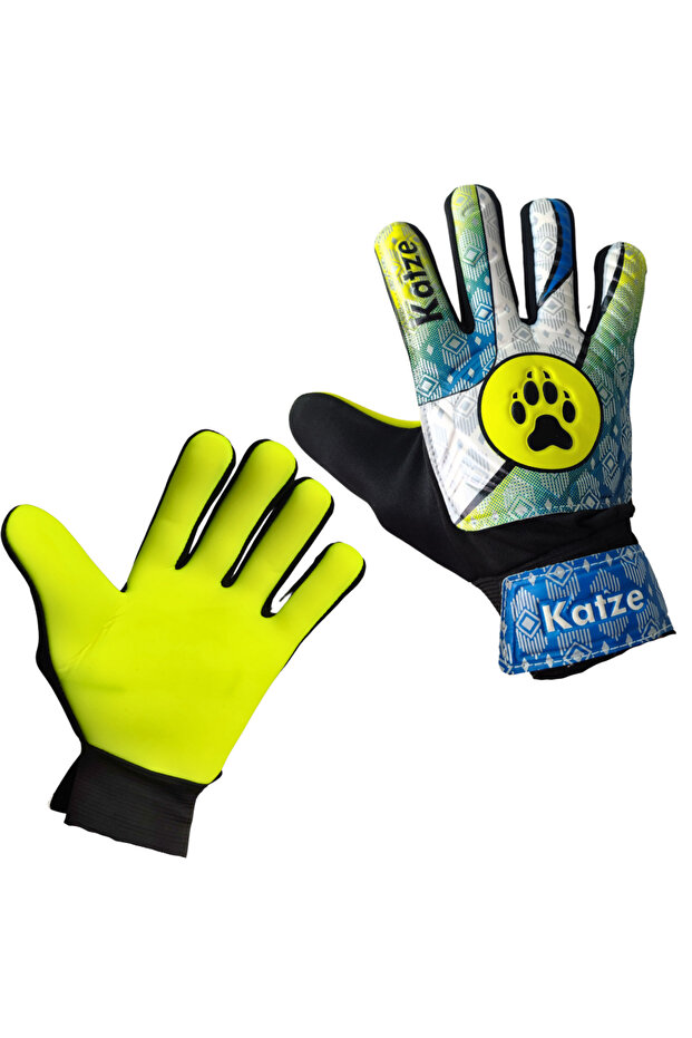 Latex Yellow Blue Goalie Gloves