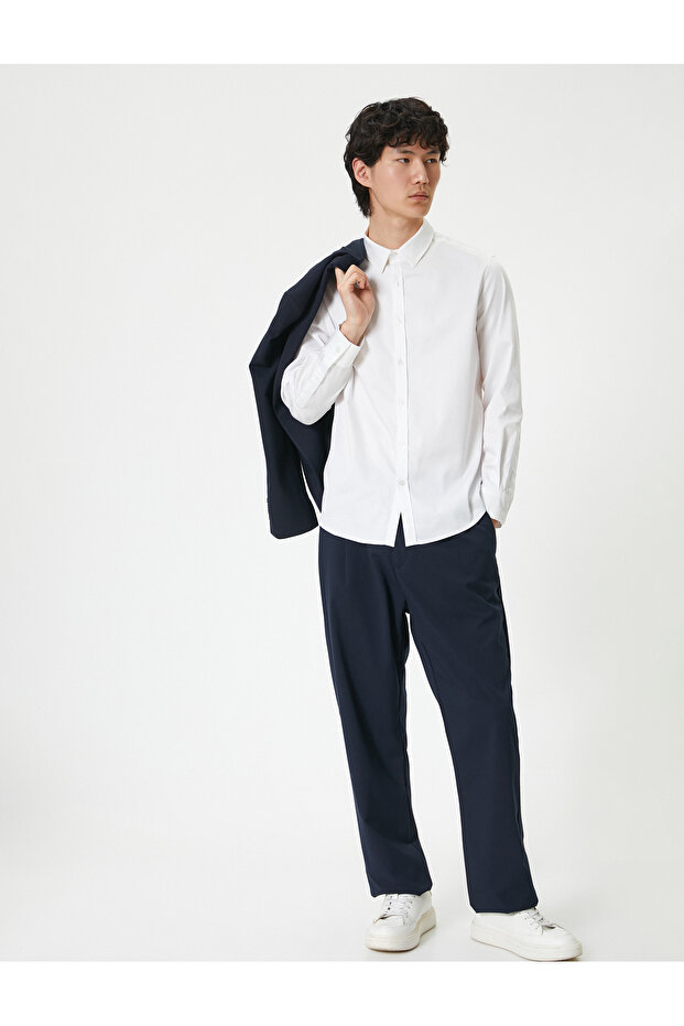 Basic Shirt Long Sleeve Buttoned Classic Collar - 1
