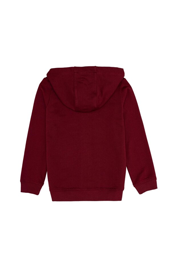 Çocuk Vişne Basic Kapüşonlu Sweatshirt - 2