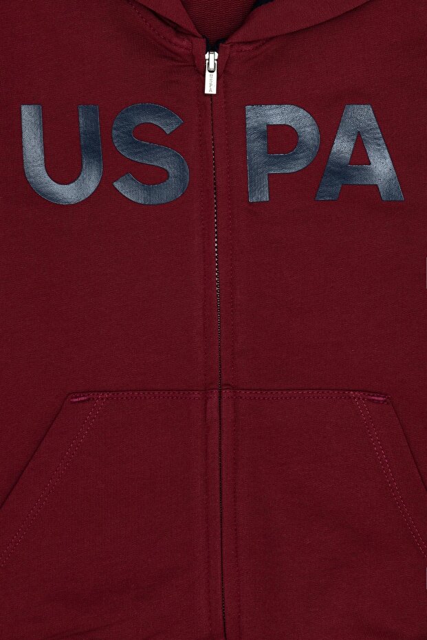 Çocuk Vişne Basic Kapüşonlu Sweatshirt - 3