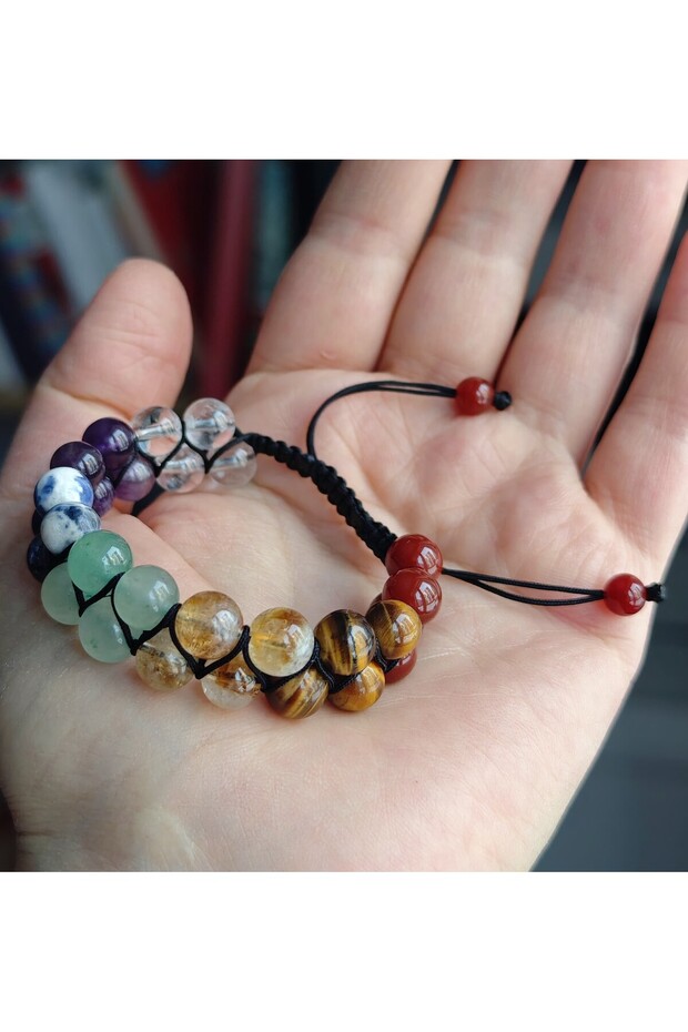 Çakra Denge Çift Sıra Örme Bileklik (8mm) - 4