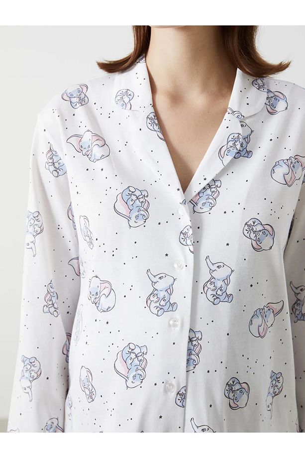 LCW DREAM Ekru Gömlek Yaka Desenli Hamile Pijama Takımı - 3