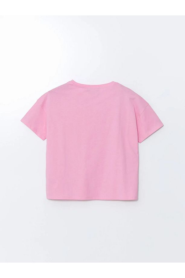 LCW Young Pembe Bisiklet Yaka Baskılı Kadın Şortlu Pijama Takımı - 3