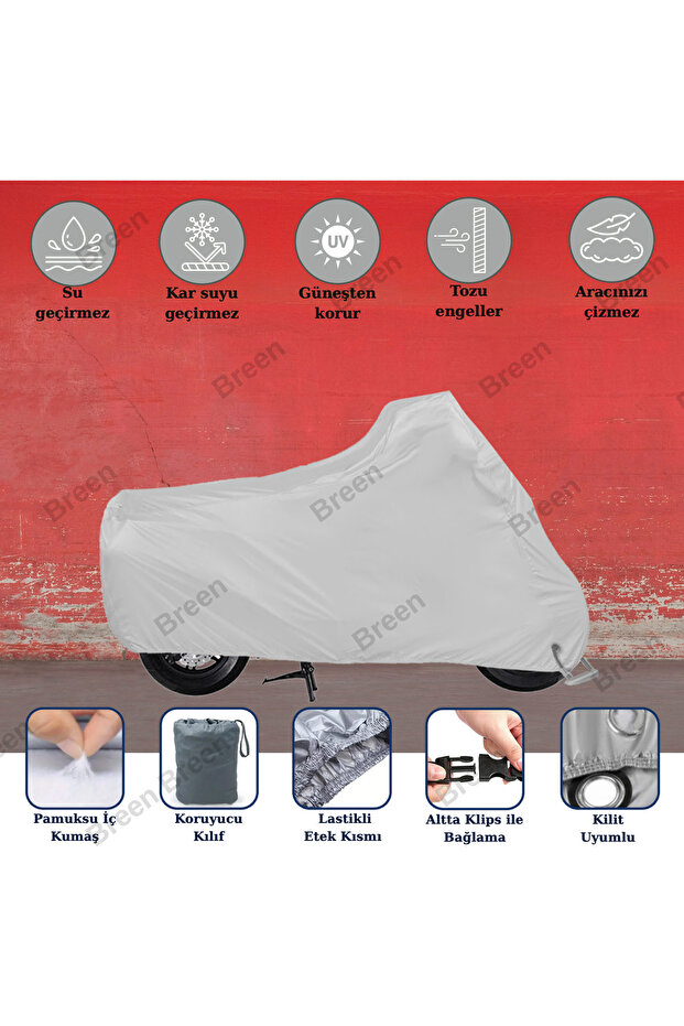 Motorcycle Tarpaulin, Engine Cover (Gray Lock Compatible, Engine Length between 2.20m-2.60m (XL))