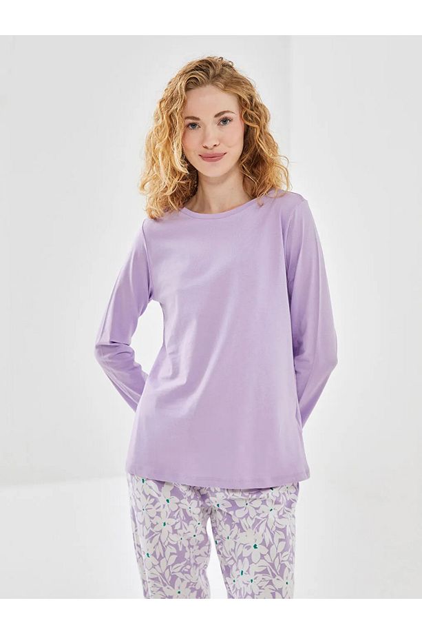 LCW DREAM Ekru Bisiklet Yaka Çiçekli Kadın Pijama Takımı - 2