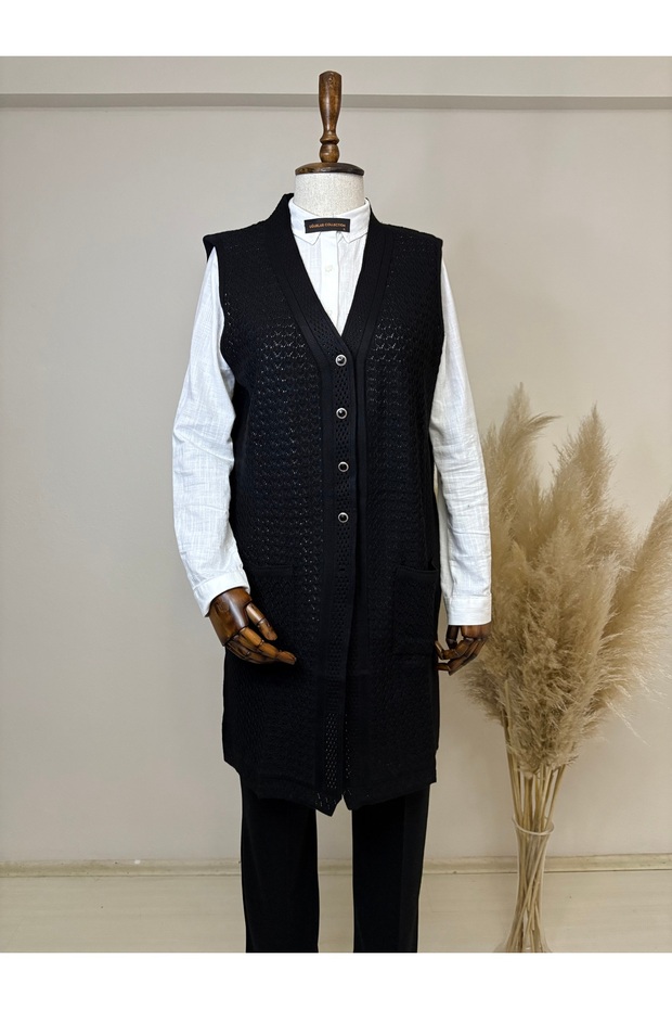 Uzun Merserize Yelek - 1