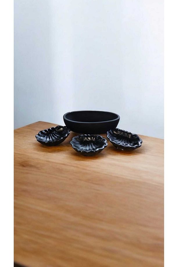 Kahve Yanı Siyah İnci Model Sunumluk Ve Lokumluk Seti (4'lü SET) - 3