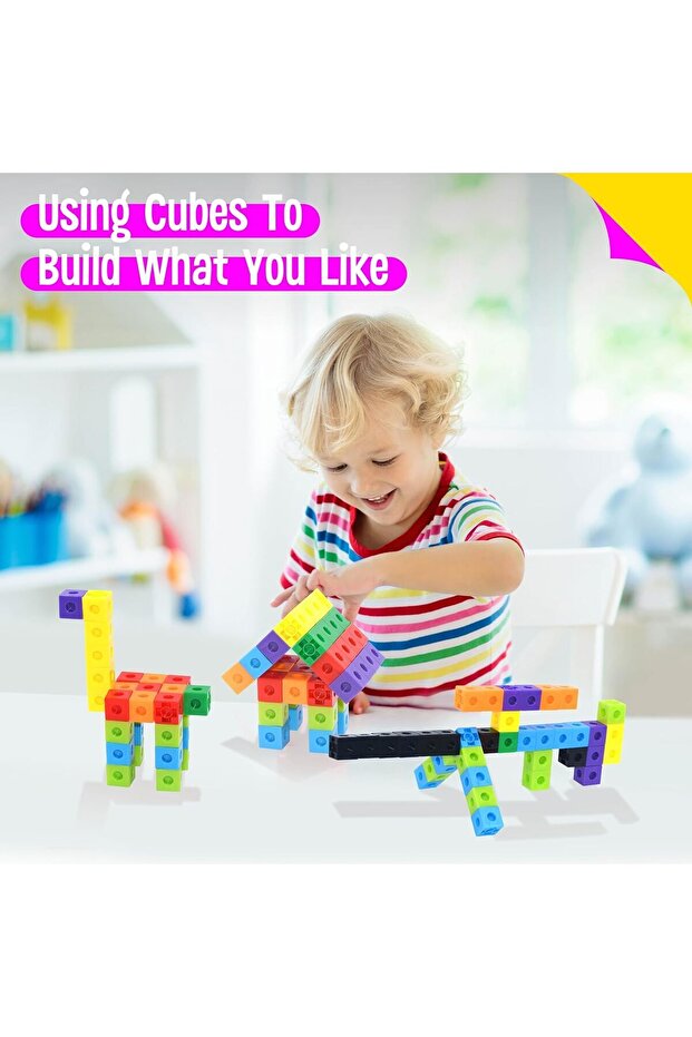 200PCS Math Linking Cubes, Math Cubes Manipulative Connecting and Counting Snap Blocks,for Preschool - 5