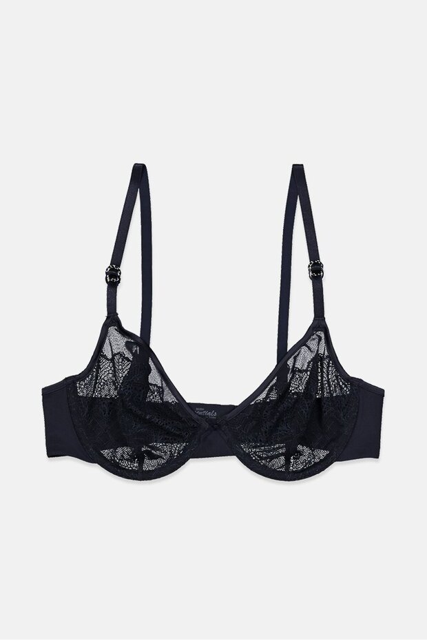 Women Underwire Non Padded Bra, Navy