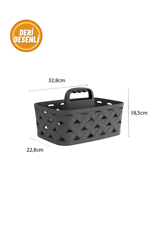 Deri Desenli Saplı Sepet - 4