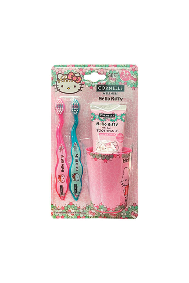 هيلو كيتي - فرشتي أسنان وكوب ومعجون أسنان - 1