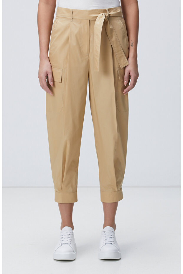 Bej Paçası Çıtçıtlı Pantolon - 2