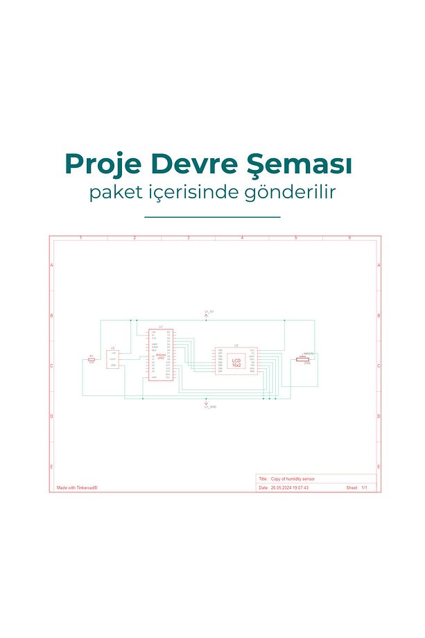 Arduino Sıcaklık / Nem Projesi Sensörü Projesi - Hazır Kodlanmış Çalışan Proje Seti - 4