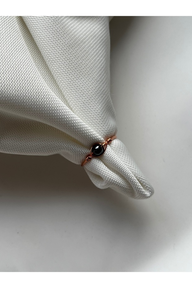 الحد الأدنى من حجر الهيماتيت خاتم الأسلاك النحاسية القابل للتعديل - 1