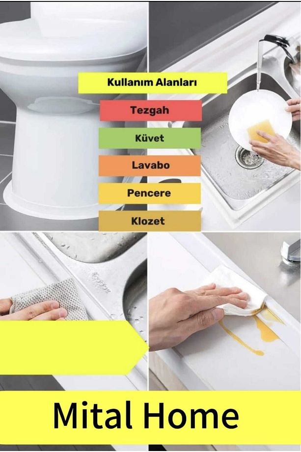 2 Adet Duş Pvc Lavabo Küvet Tezgah Banyo Mutfak Pencere 3,2 Mt Su Geçirmez Sızdırmaz Yalıtım Bant - 4