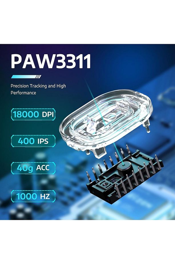 Attack Shark R1, Paw3311, 1000hz, 18.000dpi Ultra Hafif Oyuncu Mouse - 3