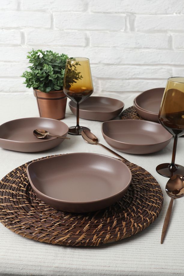 Mat Açık Taupe Serenity Yemek Tabağı 21 Cm 6 Adet 958 - 1