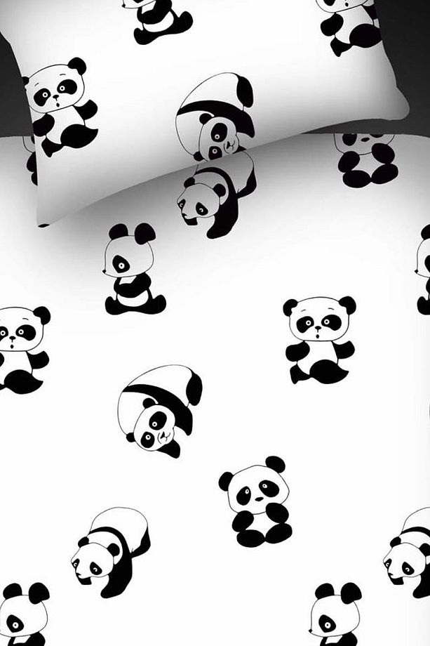 Tek Kişilik B&W Lastikli Çarşaf Seti Panda - 6