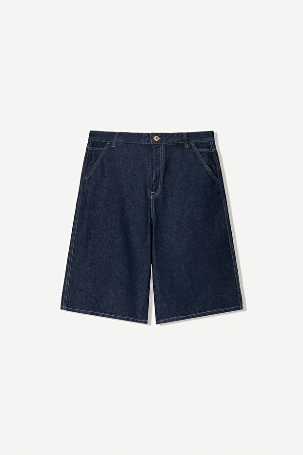 Denim skater bermuda şort - 1