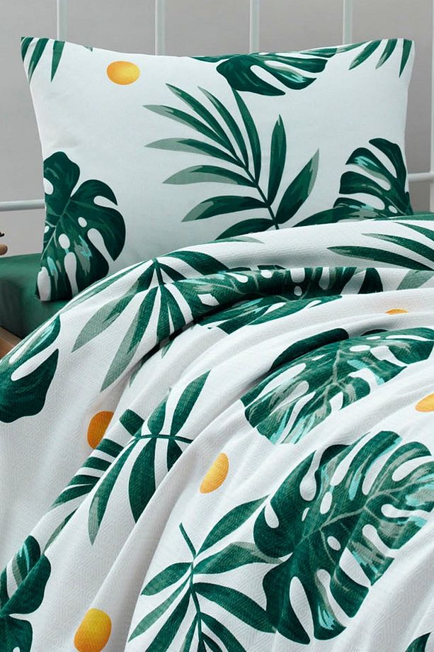 Pike Seti Baskılı Tek Kişilik Monstera Yeşil - 2