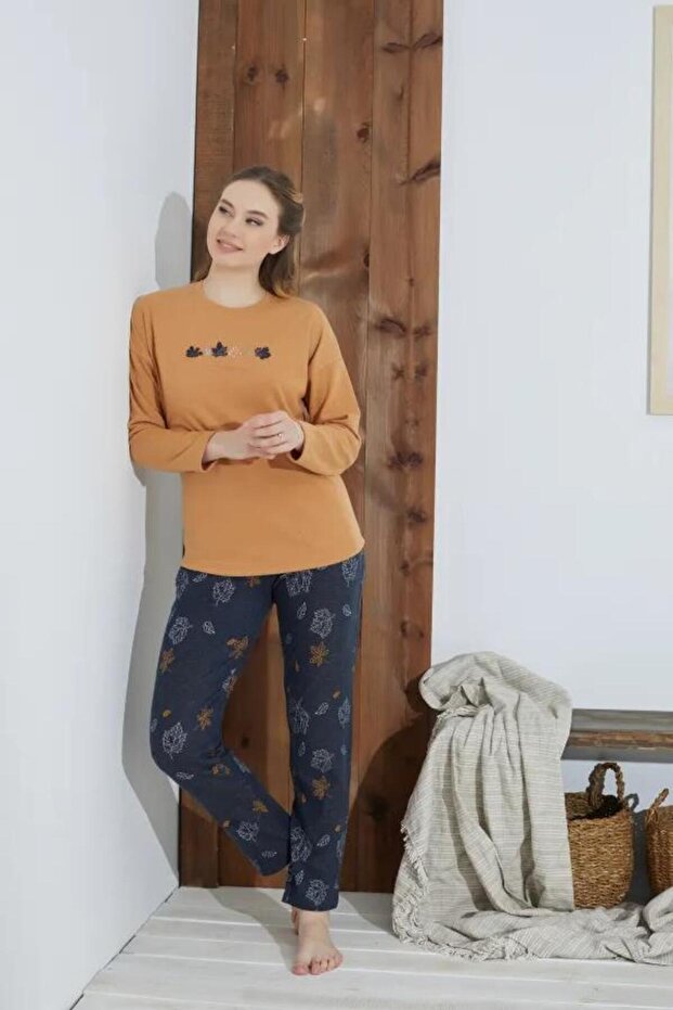 2802 Women's Crew Neck Jacquard Pajamas Set