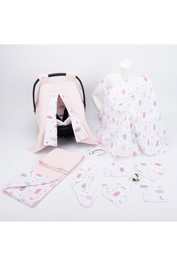 9 Pieces Advantageous - Double Sided Baby Pink Honeycomb and Pink Cloud Set