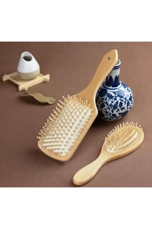 Natural Bamboo Toothed Wooden Hair Brush Comb (Large Size)