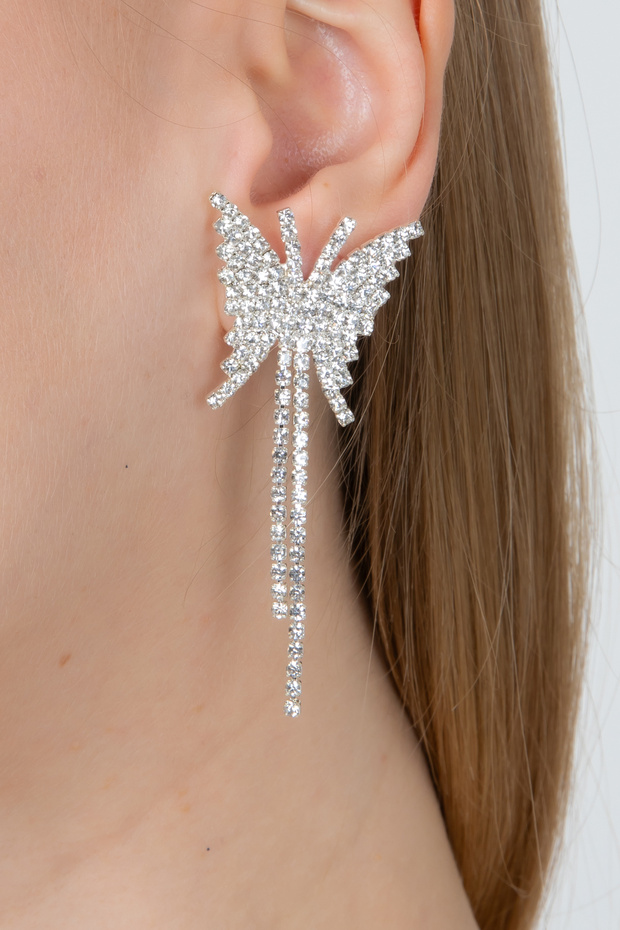 Women's Butterfly Motif Dangle Small Zircon Stone Earrings Model Engagement Trend Elegant Bijouterie