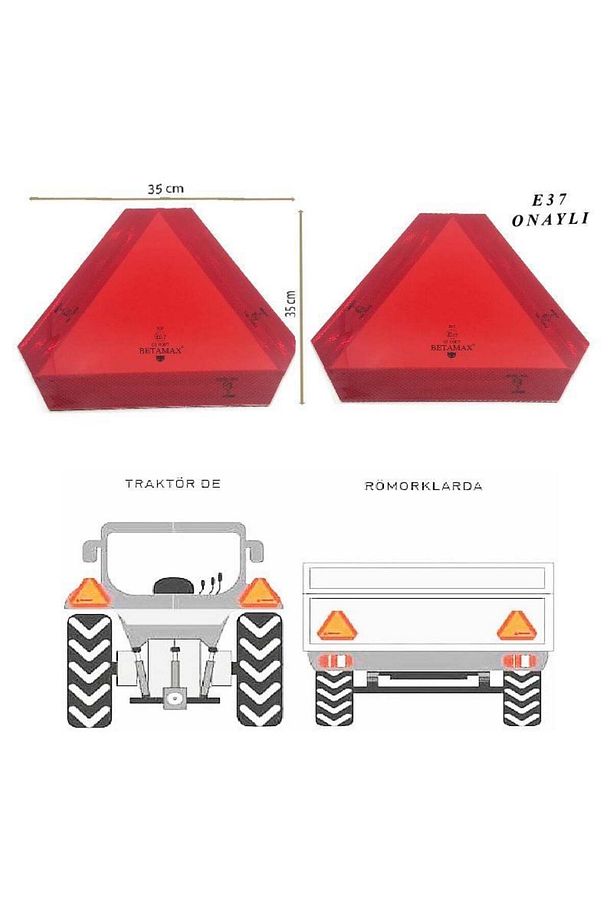 Traktör-römork Üçgen Reflektör 2'li Takım Ece R 70 E-37 Onaylı - 010007 - 1