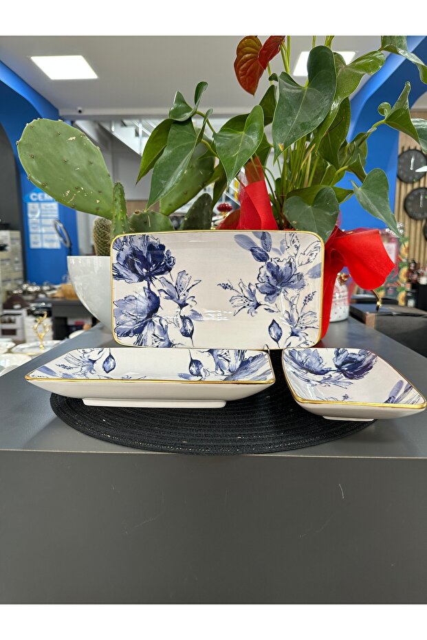 FREESIA 3 LÜ SERAMİK KAYIK TABAK - 1