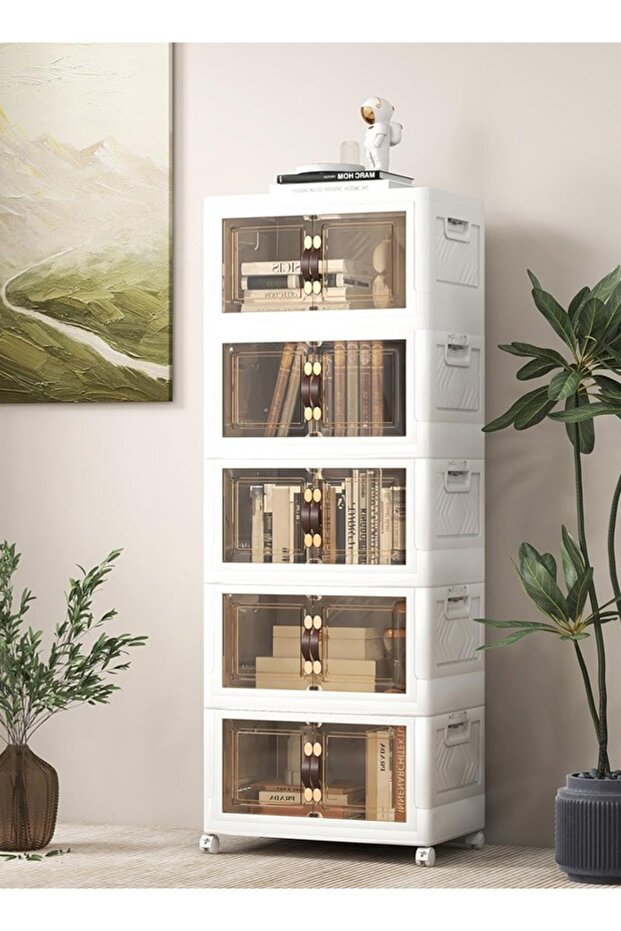 5 Layers Multi-layer Foldable Plastic Storage Drawer,Plastic Organizing Cupboard - 1