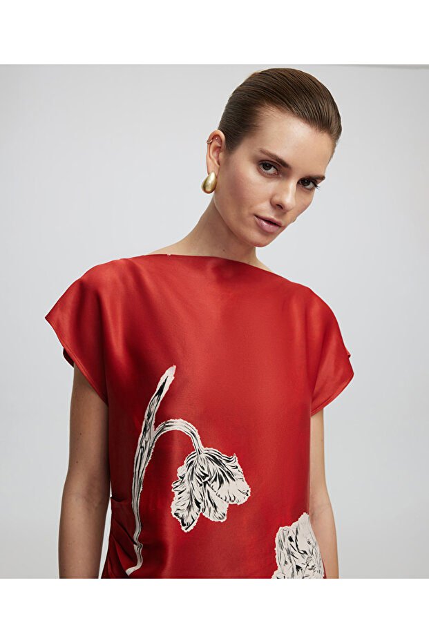 Çiçek desen bluz - 5